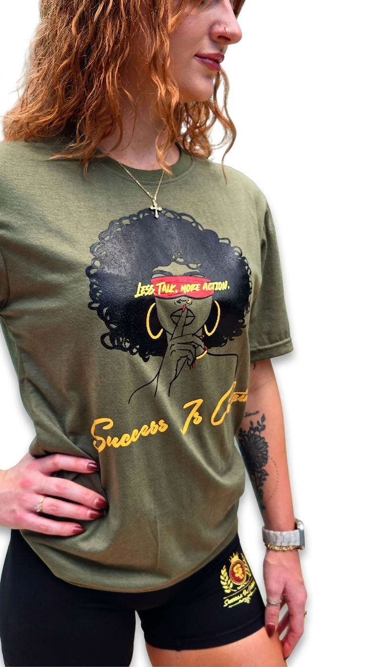 Less Talk, More Action T-Shirt – Oversized Motivational Graphic Tee